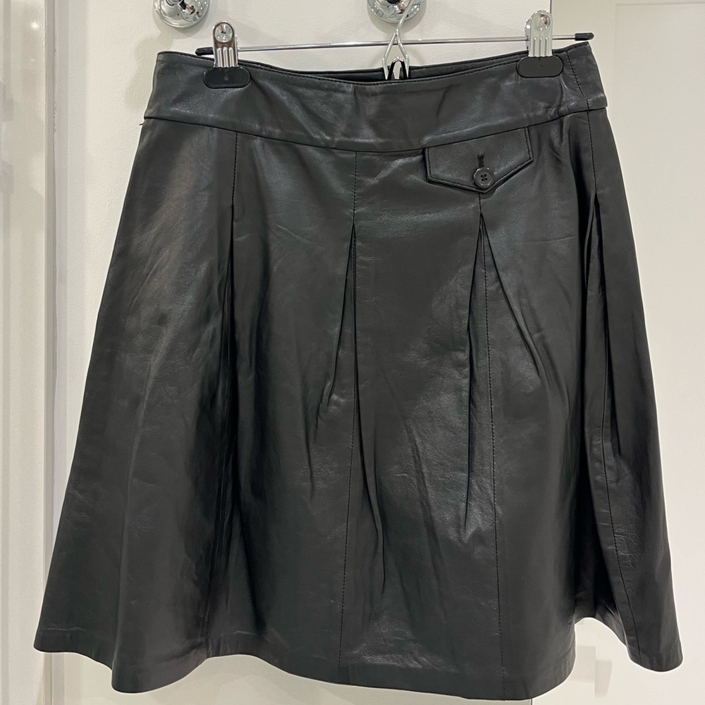 Anthropologie Black Leather Mini Skirt